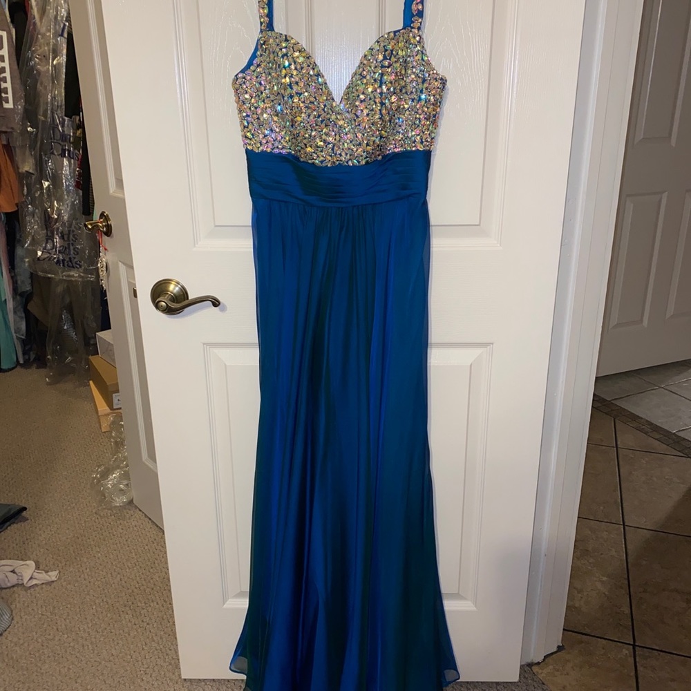 La Femme Turquoise Prom Dress